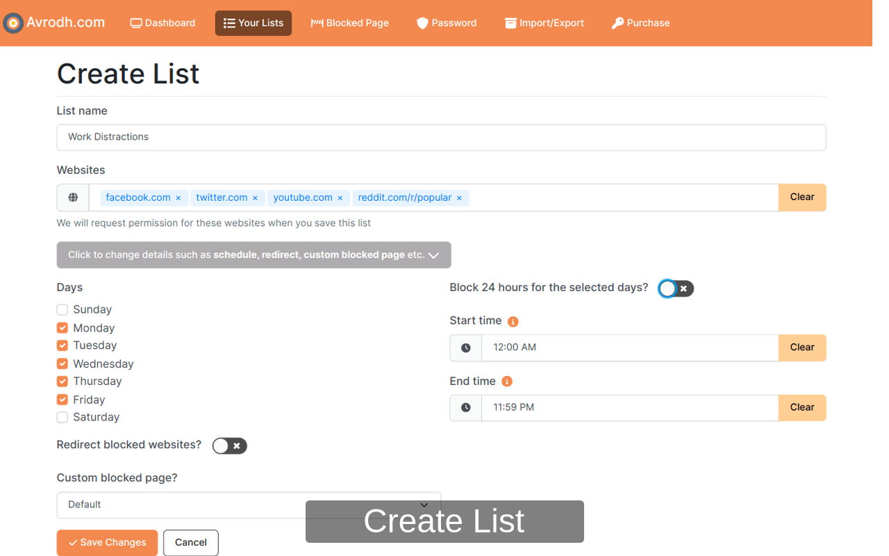 Create list