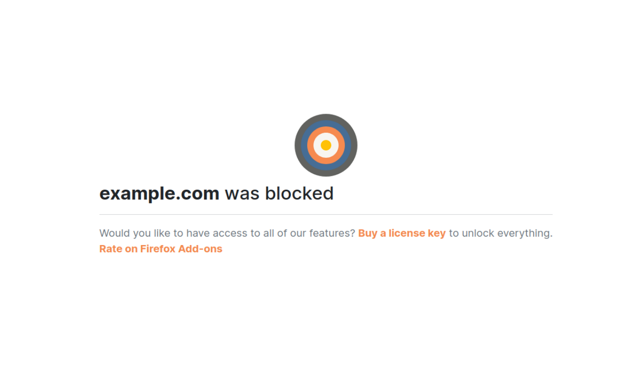 a default blocked page which is displayed when a website is blocked